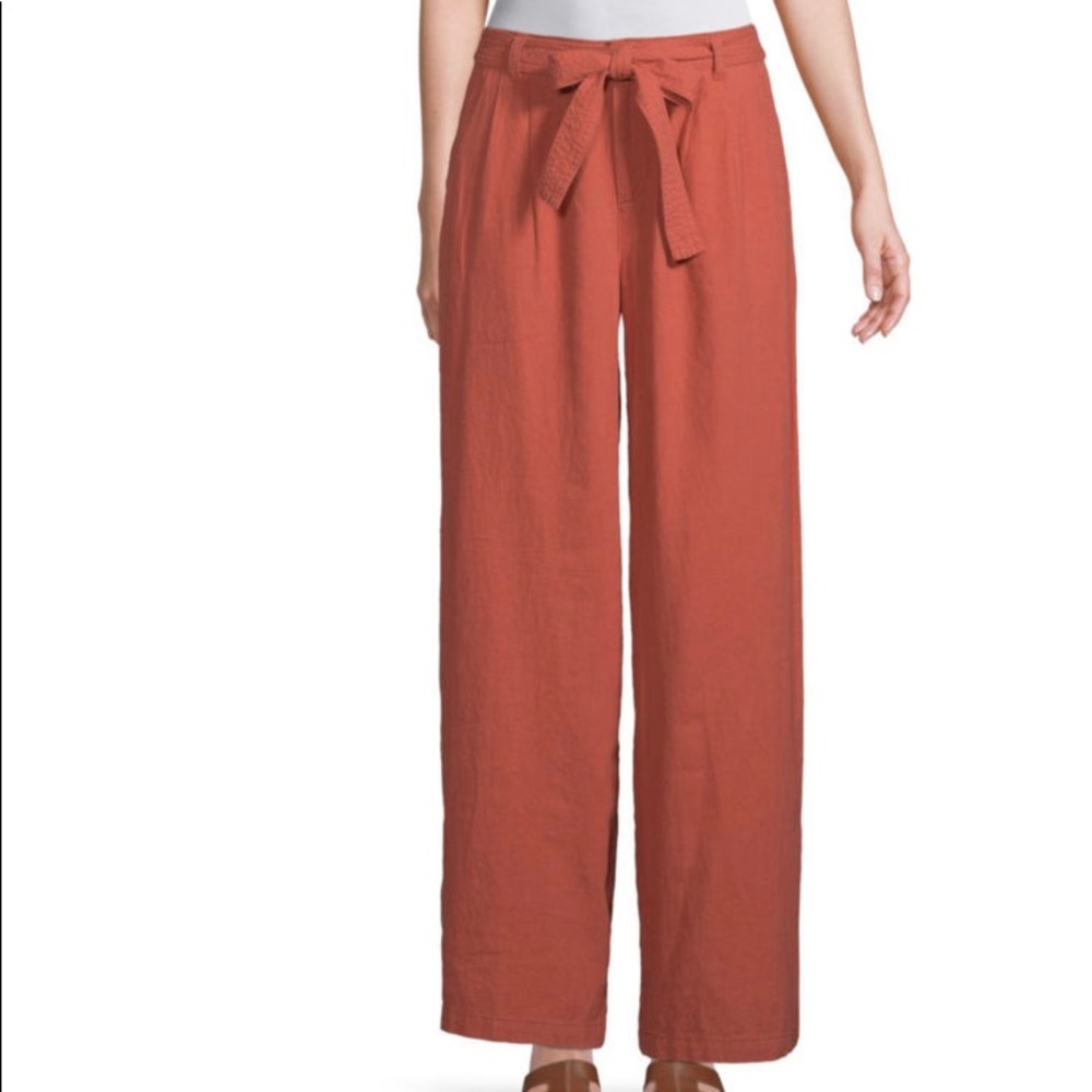 Linen Blend Relaxed Wide Leg Pants